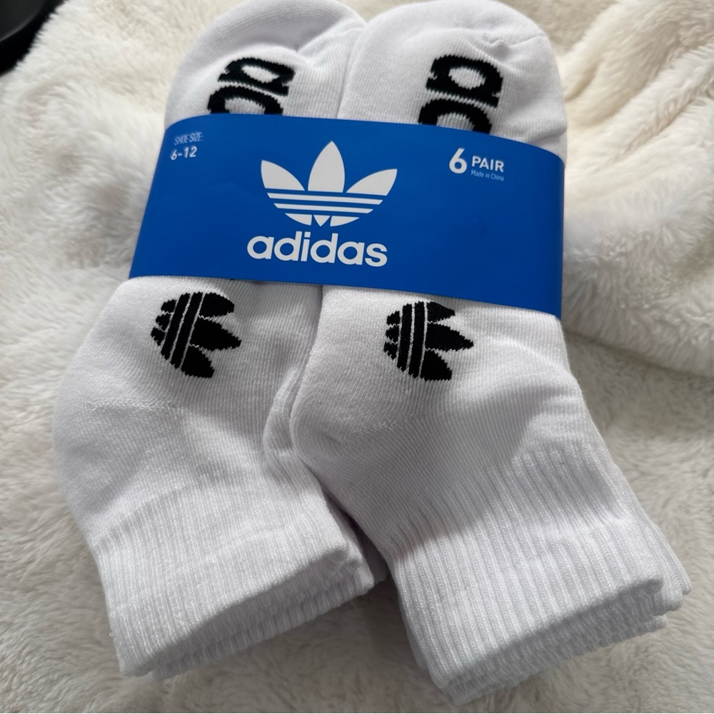 adidas White Athletic Socks with Trefoil Logo